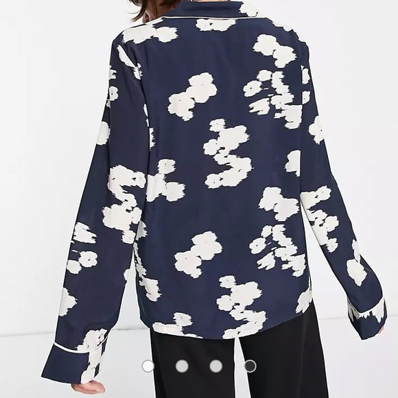& Other Stories Womens Long sleeve top 6 Navy White Button Down - Picture 2 of 15